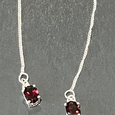 Oval Garnet Dangle Earrings