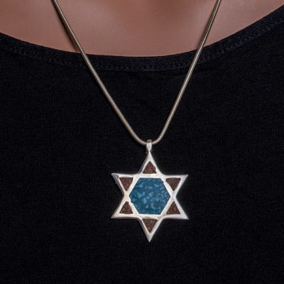 Turquois Inlay Star of David necklace