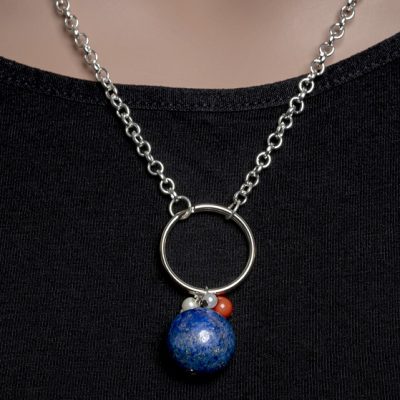 Blue lapis ball necklace