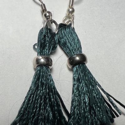 Handmade Black Silk Tassel Earrings