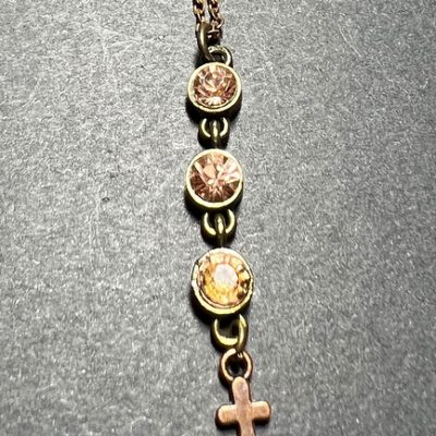 Copper 3-tier amber cz's with cross pendant,