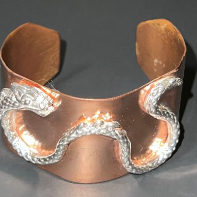 Copper cuff with Sterling Silver Dragon