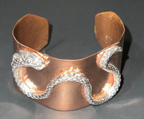 Copper cuff with Sterling Silver Dragon