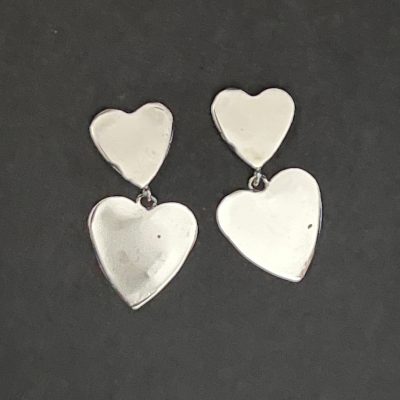 Double Sterling Silver Heart Post Earrings