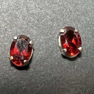 Oval Garnet Post Earrings