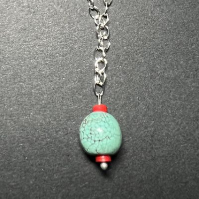 Round Turquoise with Coral Bead