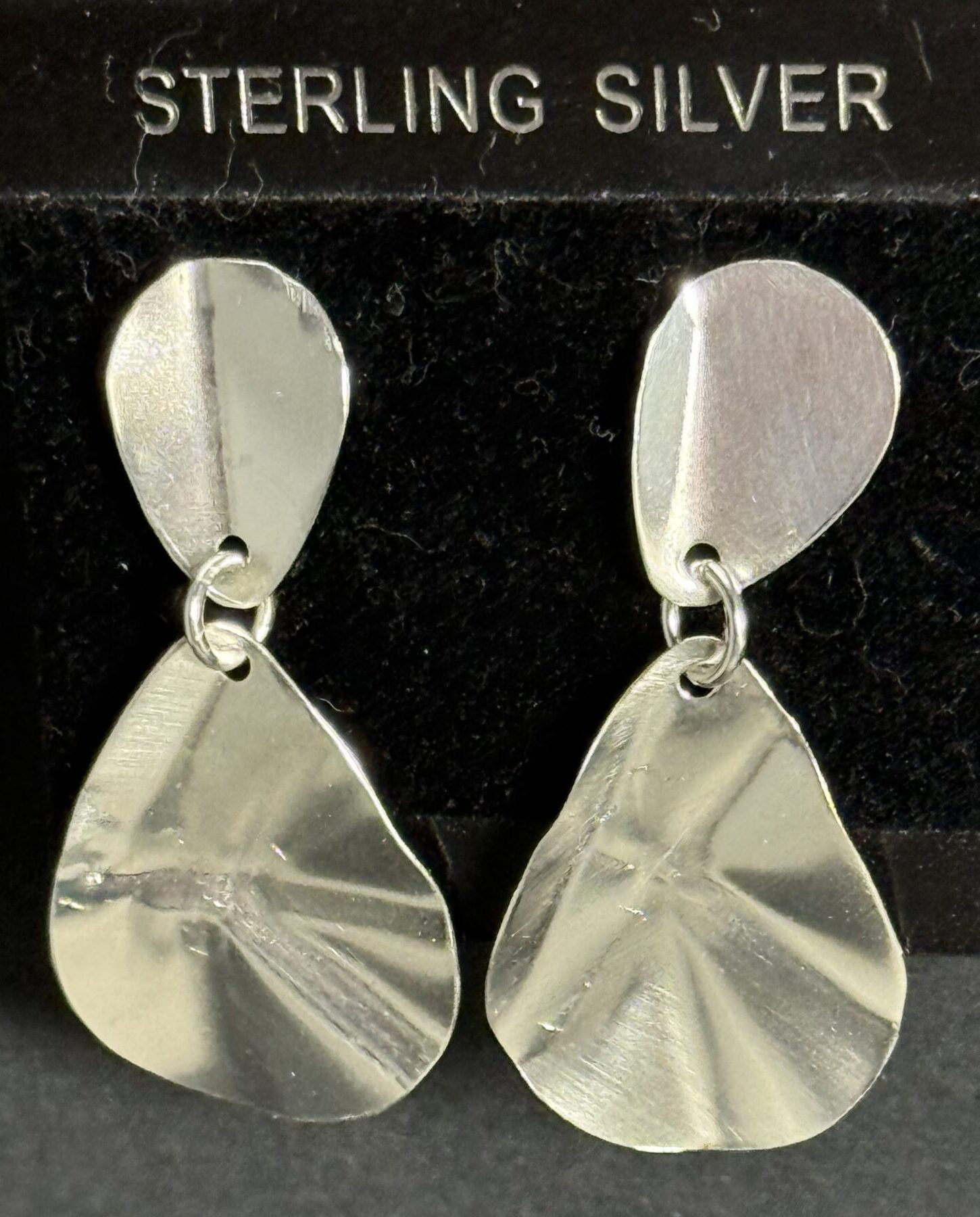 S173 double dangle posts with dents - Custom Jewelry by Sandy