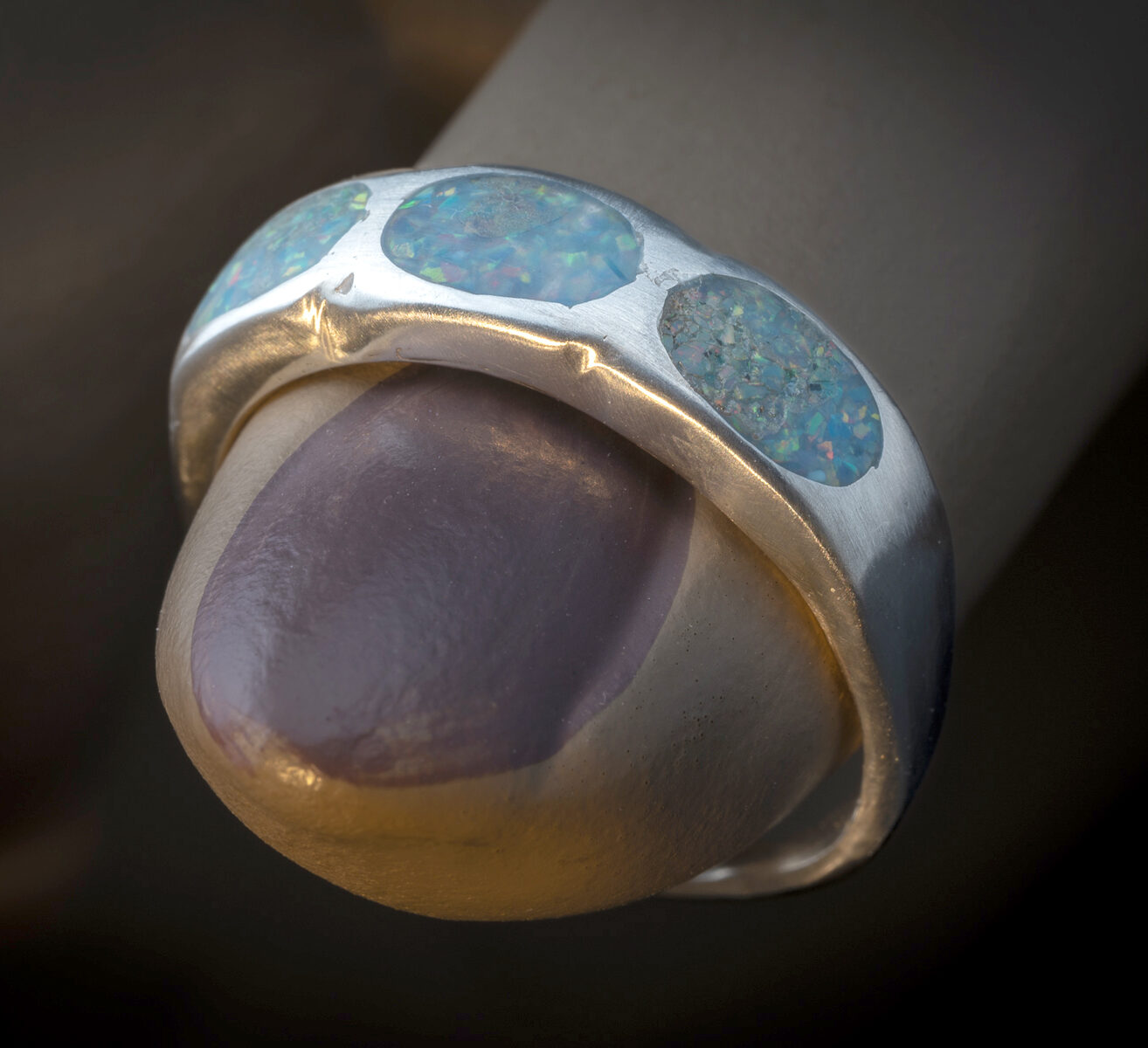 S71 Sterling silver inlay opal ring - Custom Jewelry by Sandy